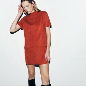 Zara Feux Suede Shift Dress | Size S